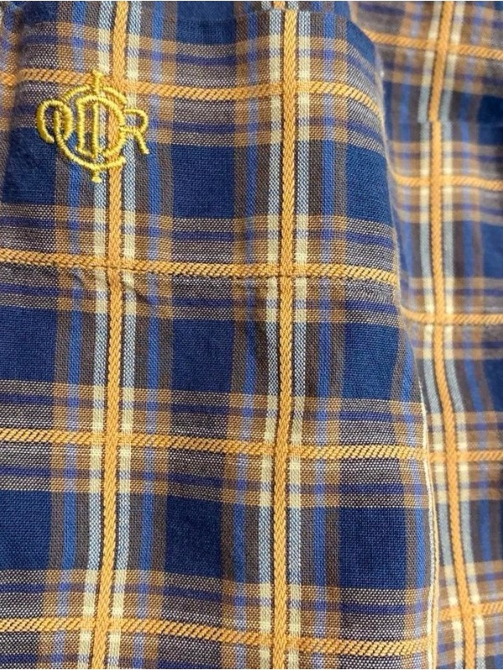 Christian Dior Men’s Blue and Tan Plaid Button-Up Shirt - Picture 3 of 4